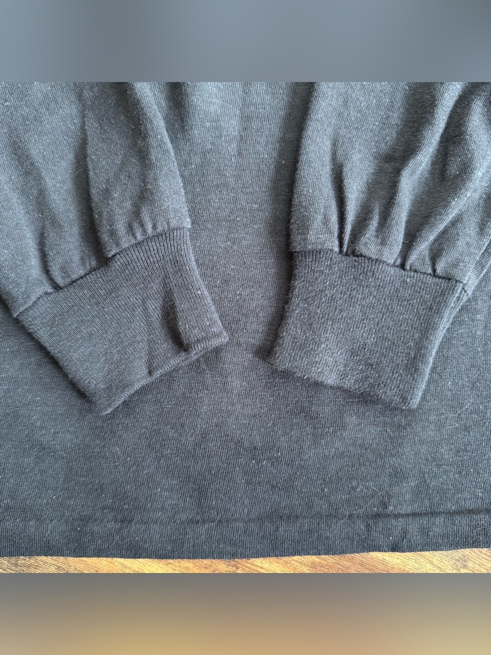 Vintage 70s 80s Deadstock Blank Black Cotton Long Sleeve Tee ~ Size Small - Picture 10 of 10